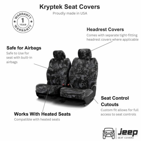 Jeep Kryptek camo seat cover features