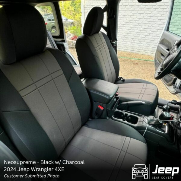 wrangler 2024 4XE - black with charcoal seat covers for front seats