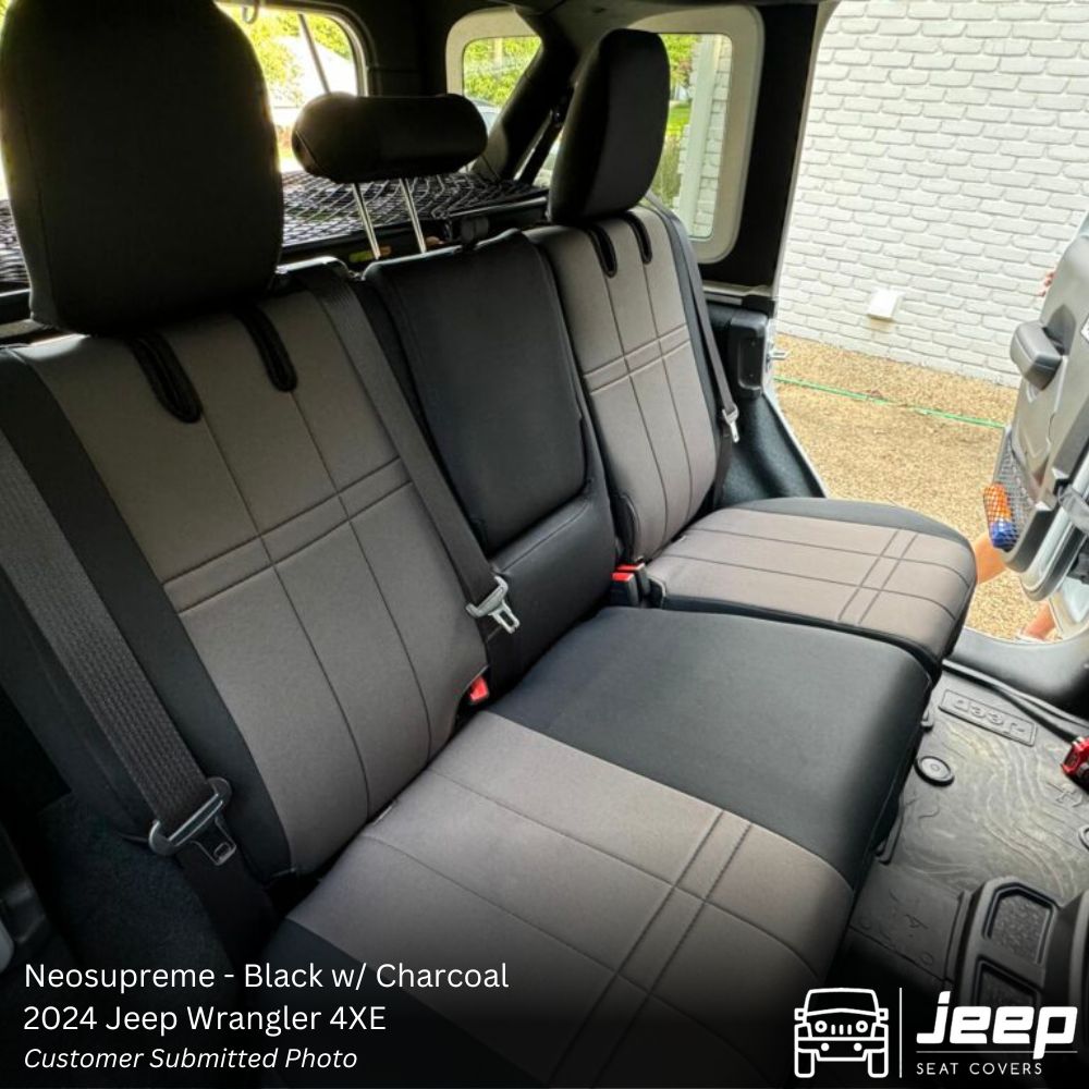 wrangler 2024 4XE - black with charcoal seat covers for rear seats